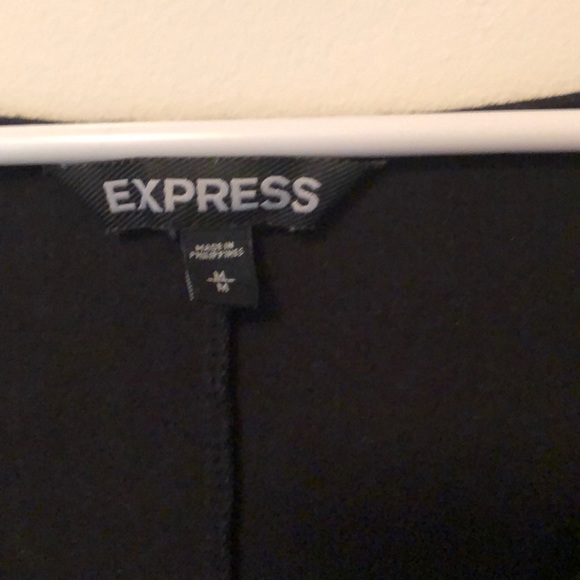 Express - Black V Neck Fit and Flare Casual Dress - Picture 3 of 4